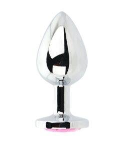 Toosh Silver Metal Butt Plug Large Pink Stone