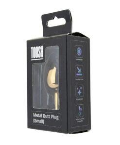 n12829 toosh gold metal butt plug small pink stone pkg 1