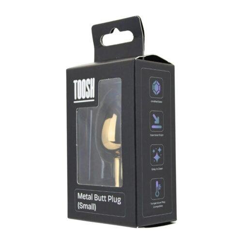 Toosh Gold Metal Butt Plug Small Pink Stone - Image 9