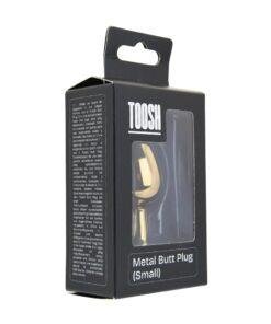 n12829 toosh gold metal butt plug small pink stone pkg 2