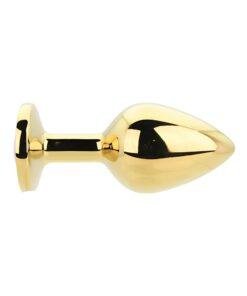 n12830 toosh gold metal butt plug medium pink stone 1