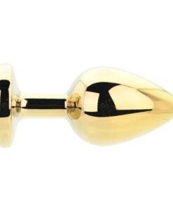 n12831 toosh gold metal butt plug large pink stone 1