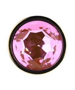 n12831 toosh gold metal butt plug large pink stone stone