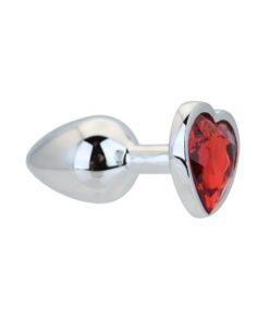 n12832 toosh heart shaped silver with red stone small 3