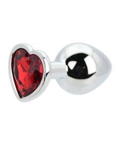 Toosh Heart Shaped Silver with Red Stone Medium