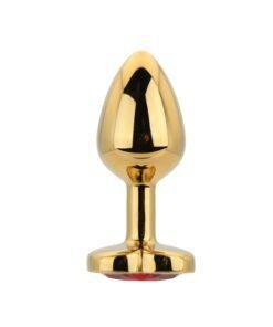 Toosh Heart Shaped Gold Butt Plug with Red Stone Small