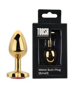 n12835 toosh heart shaped gold with red stone small duo