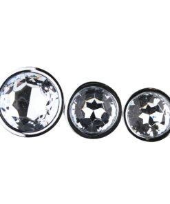 n12838 toosh metal butt plug silver set of 3 clear stone jewel
