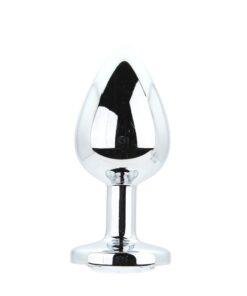 n12838 toosh metal butt plug silver set of 3 clear stone lrg