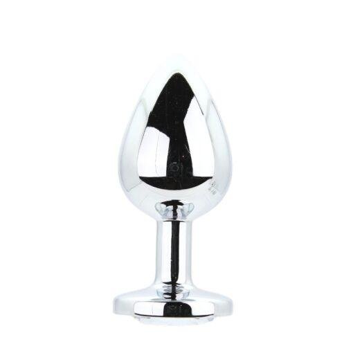 Toosh Metal Butt Plug Silver Set of 3 Clear Stone - Image 6