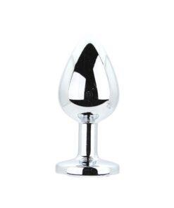 n12838 toosh metal butt plug silver set of 3 clear stone med