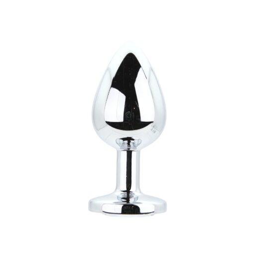 Toosh Metal Butt Plug Silver Set of 3 Clear Stone - Image 7