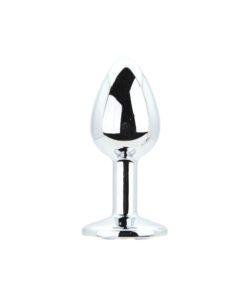 n12838 toosh metal butt plug silver set of 3 clear stone sml