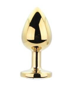 n12839 toosh metal butt plug gold set of 3 clear stone lrg