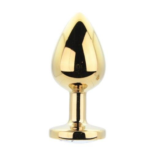 Toosh Metal Butt Plug Gold Set of 3 Clear Stone - Image 4