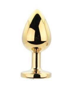 n12839 toosh metal butt plug gold set of 3 clear stone med