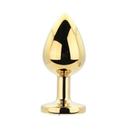 Toosh Metal Butt Plug Gold Set of 3 Clear Stone - Image 5