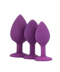 n12841 toosh silicone butt plug purple set of 3 clear stone 1