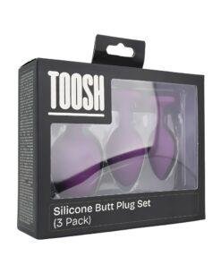 n12841 toosh silicone butt plug purple set of 3 clear stone pkg 1