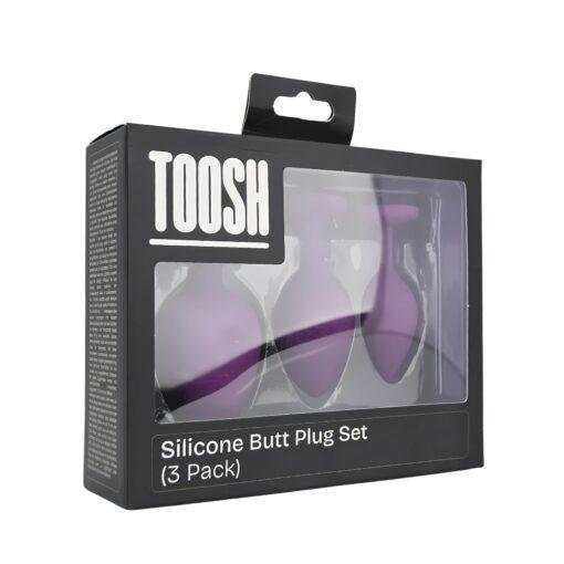 Toosh Silicone Butt Plug Purple Set of 3 Clear Stone - Image 10