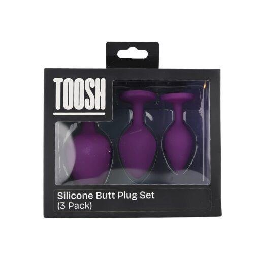 Toosh Silicone Butt Plug Purple Set of 3 Clear Stone - Image 9