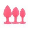 n12842 toosh silicone butt plug pink set of 3 clear stone