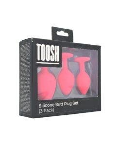 n12842 toosh silicone butt plug pink set of 3 clear stone pkg 1