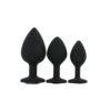 toosh silicone butt plug black set of 3 clear stone
