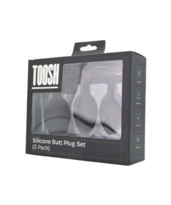toosh silicone butt plug black set of 3 clear stone pkg 2