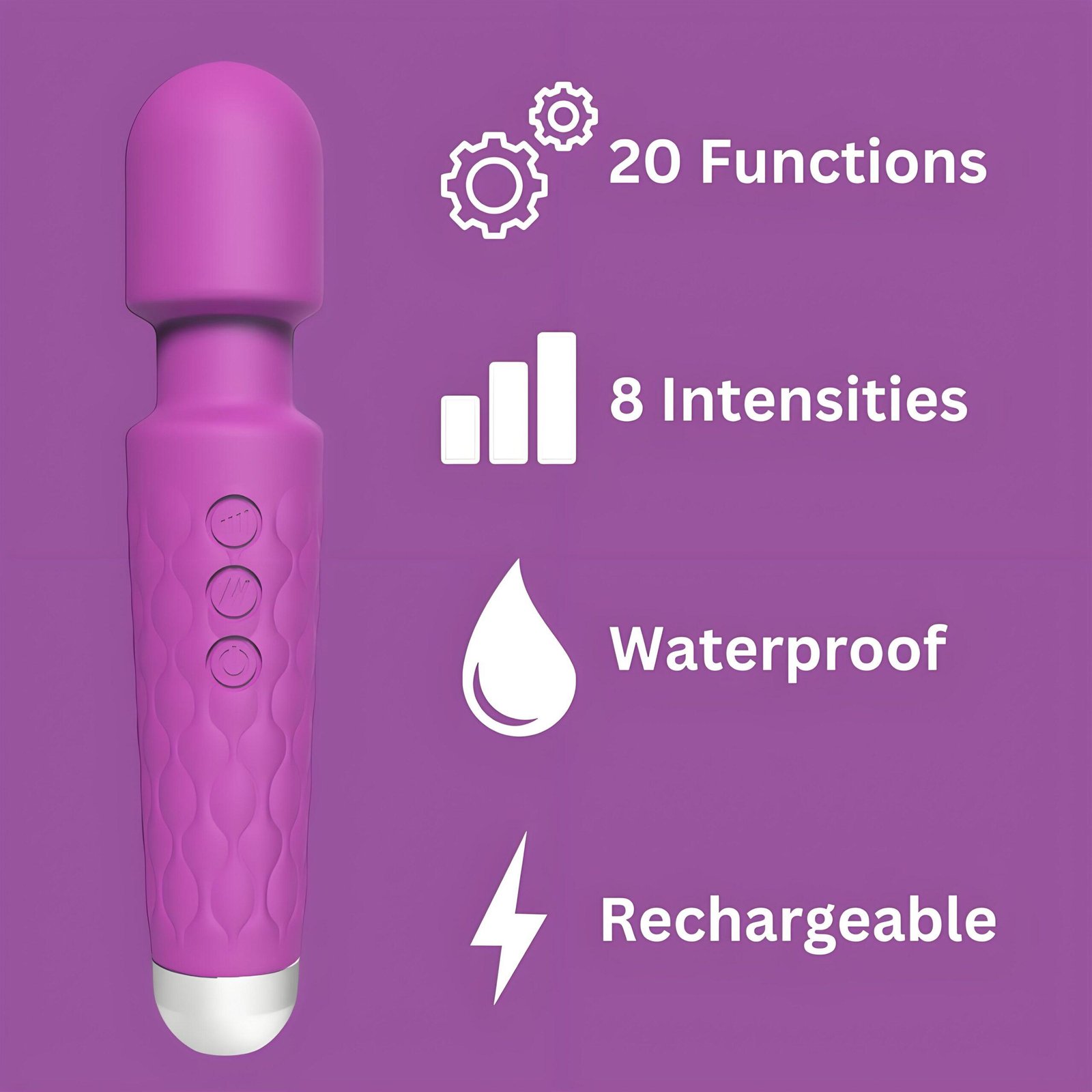 Loving Joy 20 Function Wand Vibrator Purple Loving Joy 20 Function Wand Vibrator Purple - Image 8