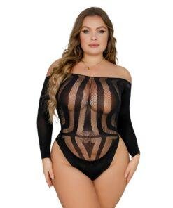 Lace by LJ Plus Size Long Sleeved Cut Out Back Bodysuit