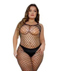 Lace by LJ Plus Size Footless Crochet Bodystocking