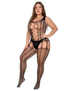 n12901 lace by loving joy plus lace up suspender bodystocking 3