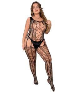 n12901 lace by loving joy plus lace up suspender bodystocking 4