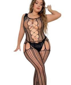 n12901 lace by loving joy plus lace up suspender bodystocking 5