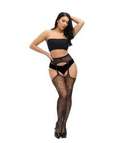 n12902 lace by loving joy plus size suspender tights 2
