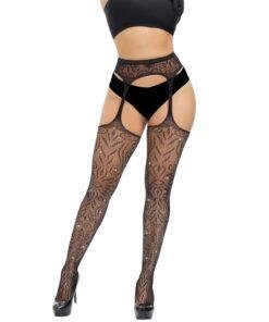 n12903 lace by loving joy plus size suspender tights with rhinestone 1
