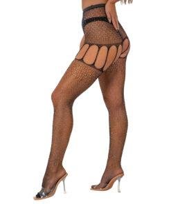 n12908 lace by lj rhinestone suspender tights black 2