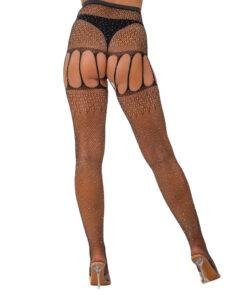 n12908 lace by lj rhinestone suspender tights black 3