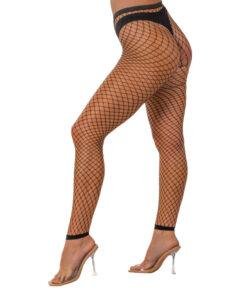 n12909 lace by lj one size industrial net footless tights black 2