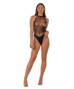 n12926 lace by lj opaque bodysuit black 1