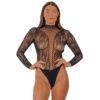 n12928 lace by lj high neck lace bodysuit black 1