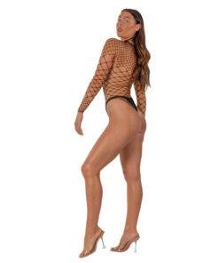 n12934 lace by lj fence net long sleeved thong bodysuit black 3