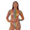 n12936 lace by lj rainbow fence net crop top and bottoms