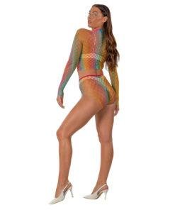 n12936 lace by lj rainbow fence net crop top and bottoms 2