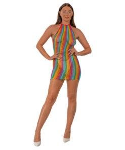 n12939 lace by lj rainbow halter neck dress 1