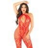 Leg Avenue Bodystocking with Crossover Halter Red