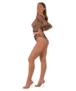 ns8102 lace by lj fence net crop top and bottoms black 2
