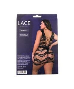 Lace by LJ Plus Size Lace Up Mini Dress n12898 lace by lj plus size lace up mini dress pkg bk