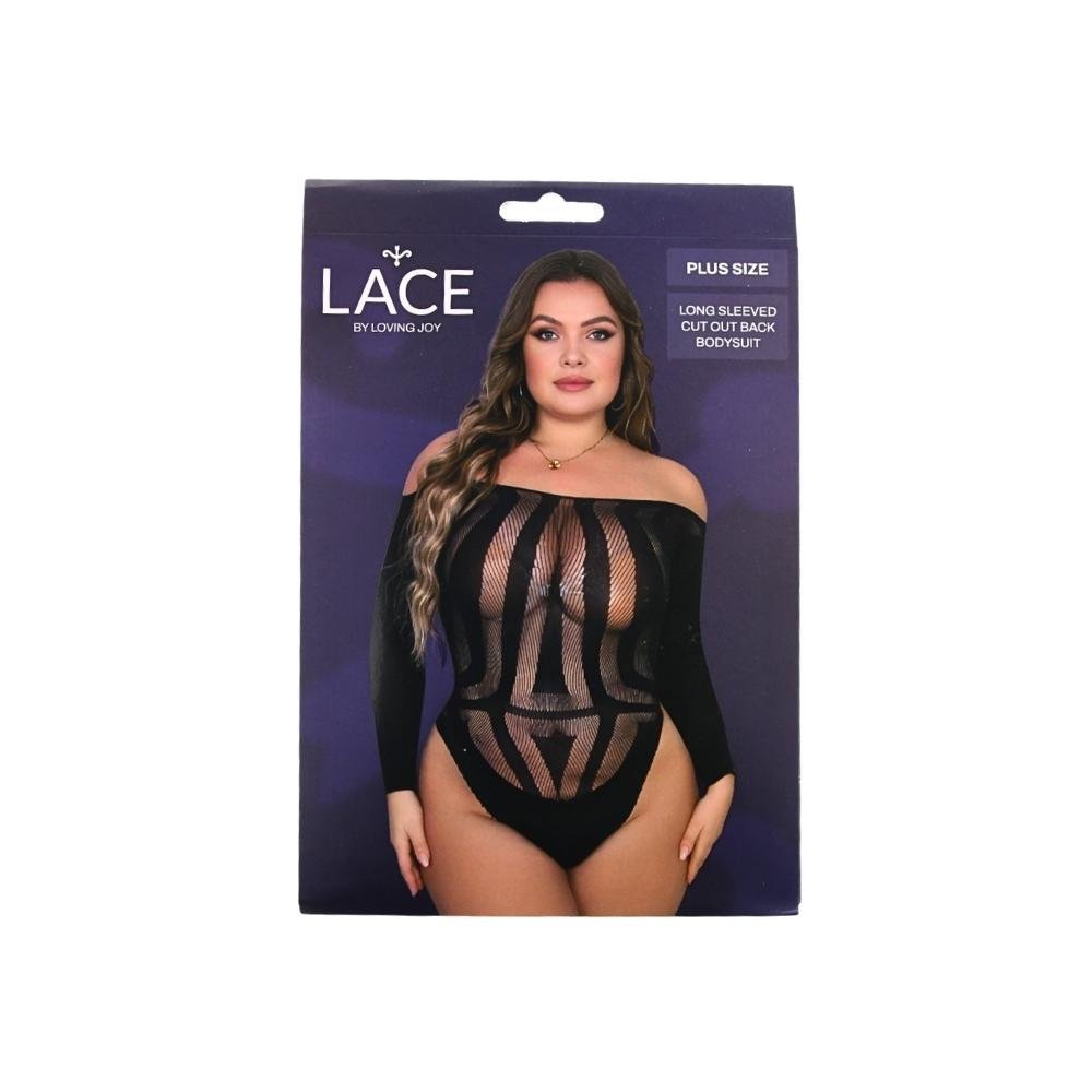 Lace by LJ Plus Size Long Sleeved Cut Out Back Bodysuit Lace by LJ Plus Size Long Sleeved Cut Out Back Bodysuit - Image 8